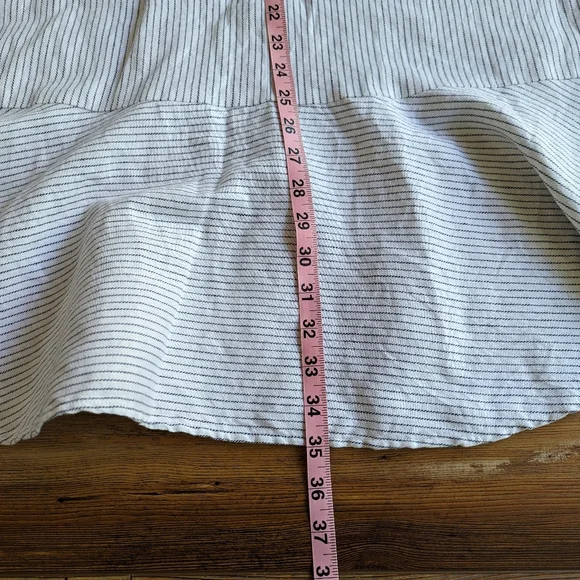 Banana Republic Linen Sleeveless Sheath White/Blue Stripe Midi Trumpet Dress 14 - Picture 10 of 10